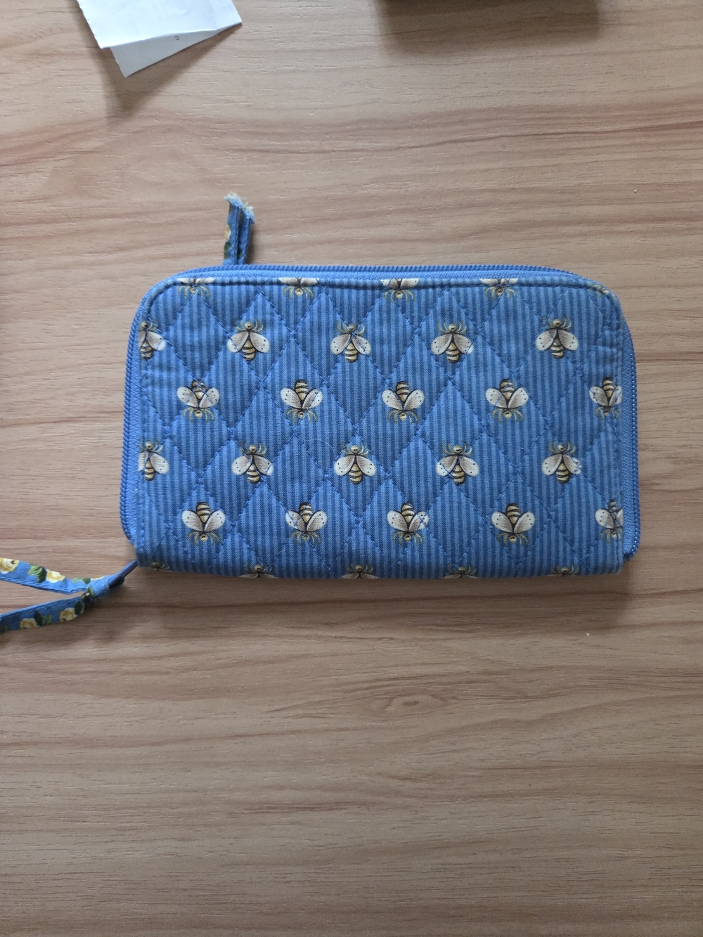Vera Bradley Light Blue Quilted Bee Zip-Around Wallet